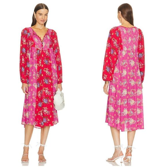 💕SPELL & THE GYPSY💕 Solstice Boho Midi Dress ~ Salsa Rose Large - Picture 1 of 16